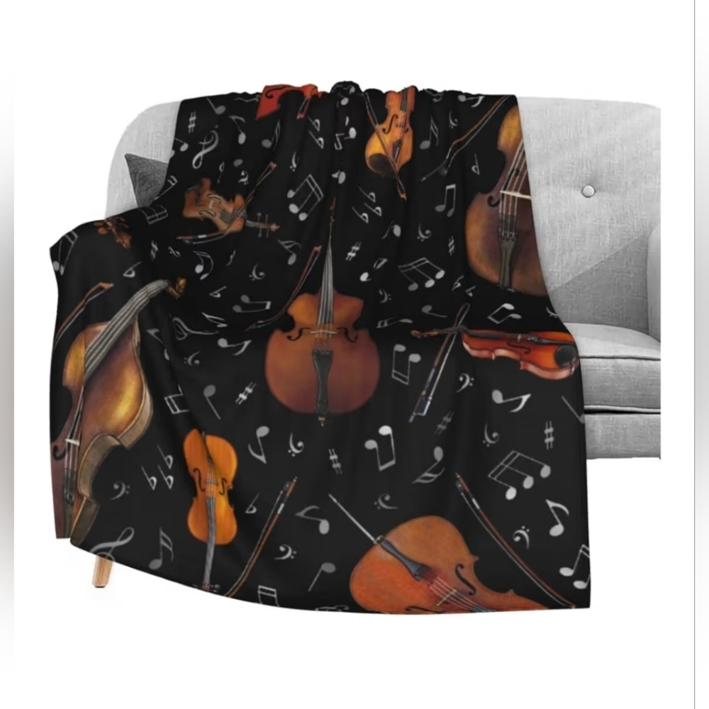 Violin Music Note Throw Blanket